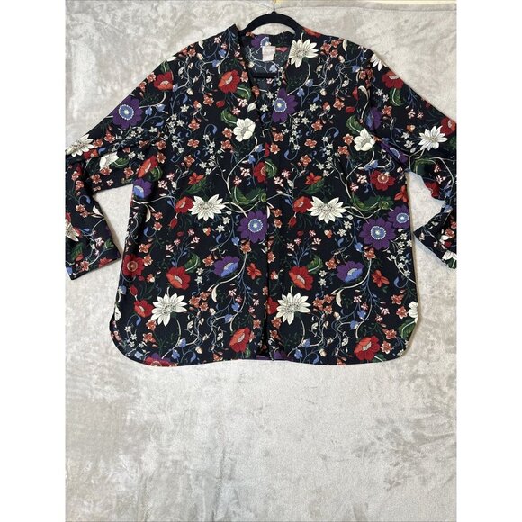 Women’s Chico’s Blouse Sheer Floral Print Multicolored Plus Size 3 16/18 - Picture 5 of 16